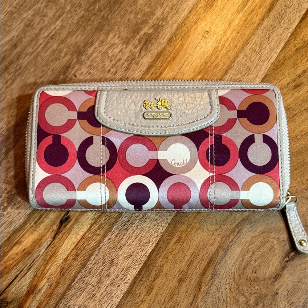 Coach Red and Pink Geometric Wallet